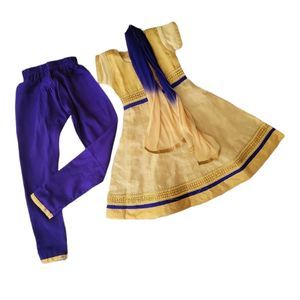 3 pieces of Little Girls Gold and Blue indian shalwar